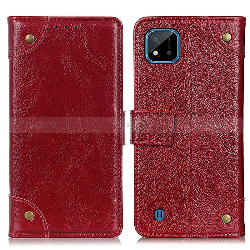 Custodia Portafoglio In Pelle Cover con Supporto K06Z per Realme C11 (2021) Rosso