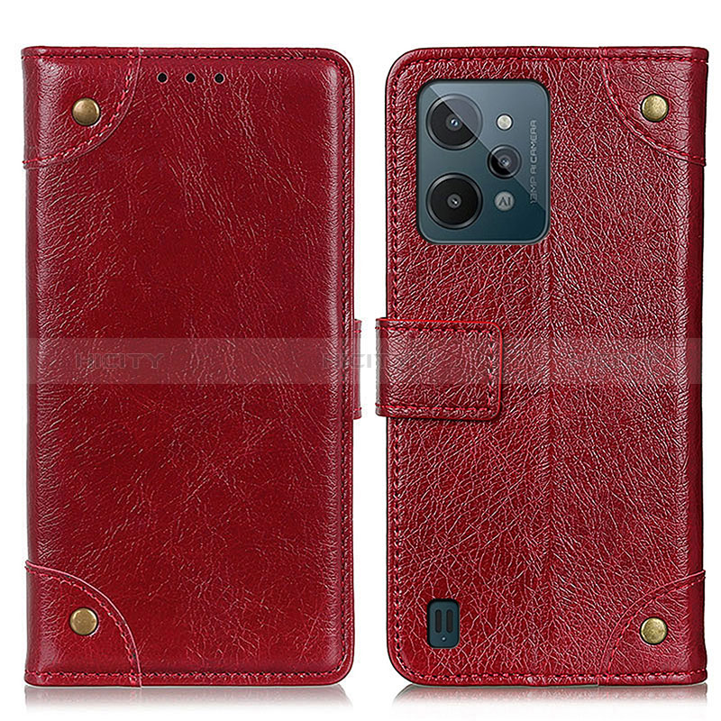 Custodia Portafoglio In Pelle Cover con Supporto K06Z per Realme C31 Rosso