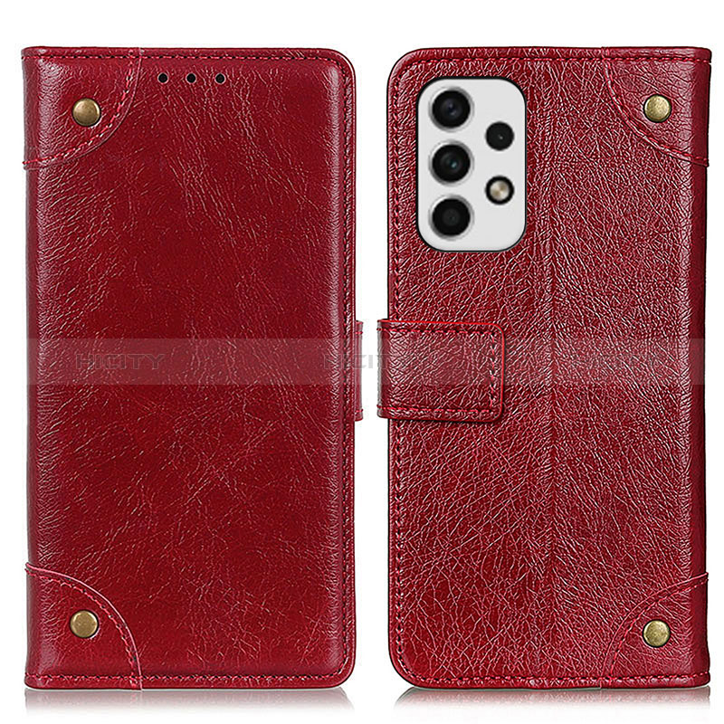 Custodia Portafoglio In Pelle Cover con Supporto K06Z per Samsung Galaxy A23 5G Rosso