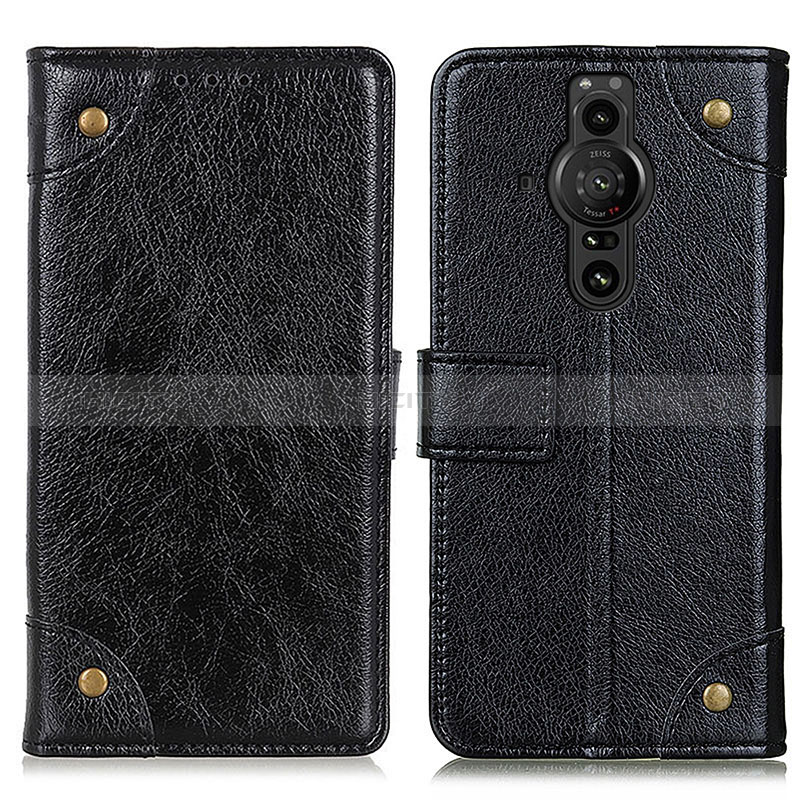 Custodia Portafoglio In Pelle Cover con Supporto K06Z per Sony Xperia PRO-I Nero