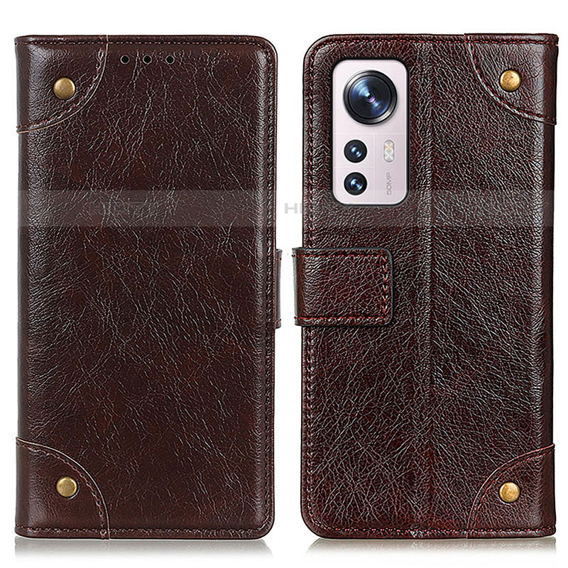 Custodia Portafoglio In Pelle Cover con Supporto K06Z per Xiaomi Mi 12 Pro 5G Marrone