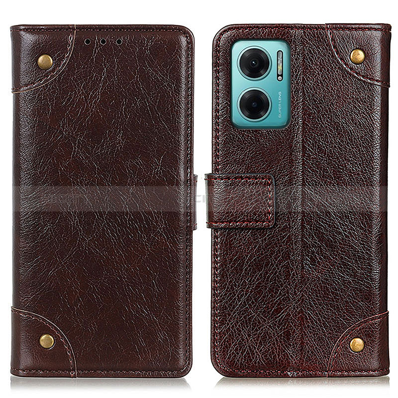 Custodia Portafoglio In Pelle Cover con Supporto K06Z per Xiaomi Redmi 10 5G Marrone