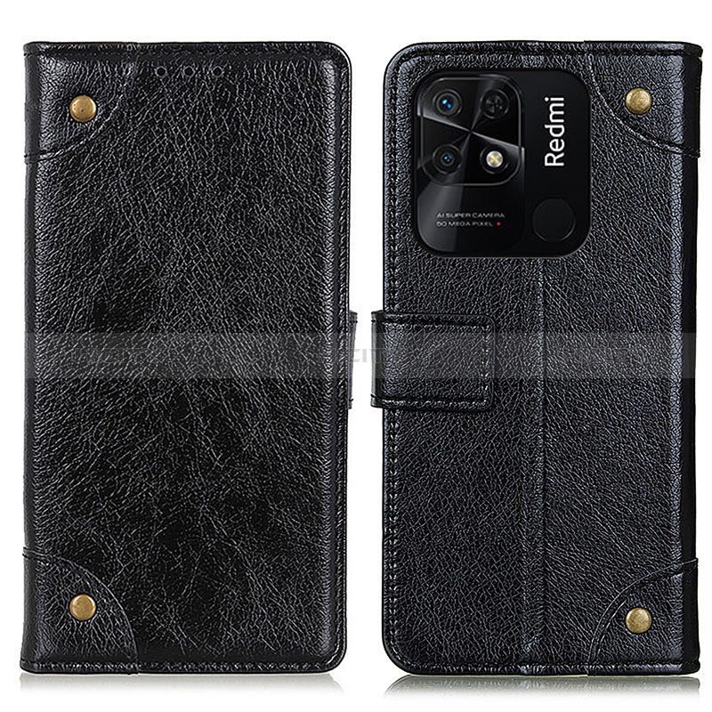 Custodia Portafoglio In Pelle Cover con Supporto K06Z per Xiaomi Redmi 10 India Nero