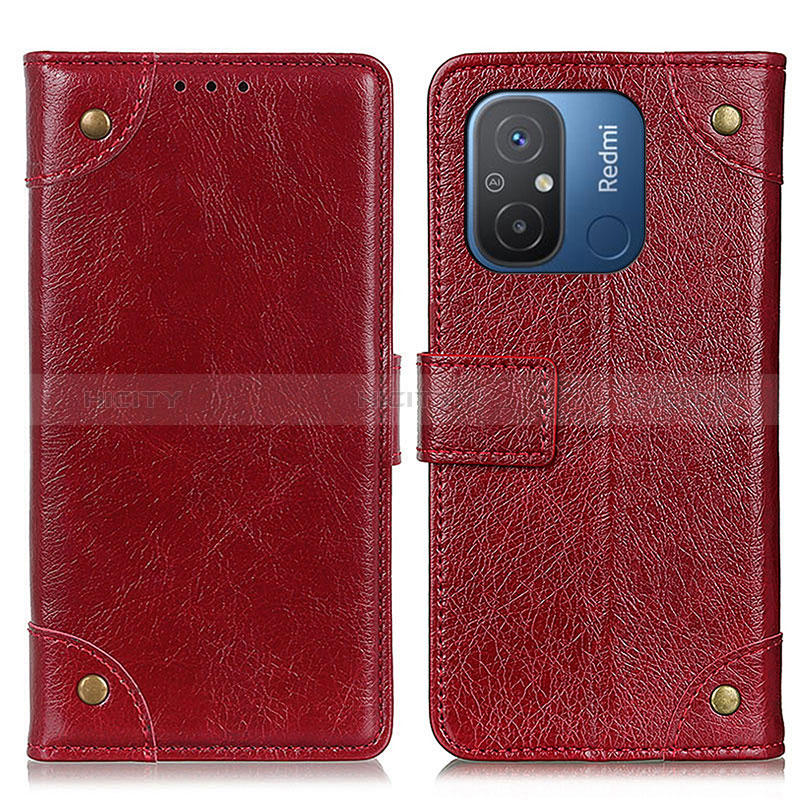 Custodia Portafoglio In Pelle Cover con Supporto K06Z per Xiaomi Redmi 12C 4G Rosso