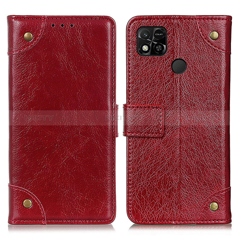 Custodia Portafoglio In Pelle Cover con Supporto K06Z per Xiaomi Redmi 9C Rosso