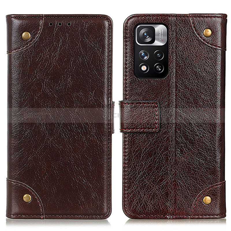 Custodia Portafoglio In Pelle Cover con Supporto K06Z per Xiaomi Redmi Note 11 Pro+ Plus 5G Marrone