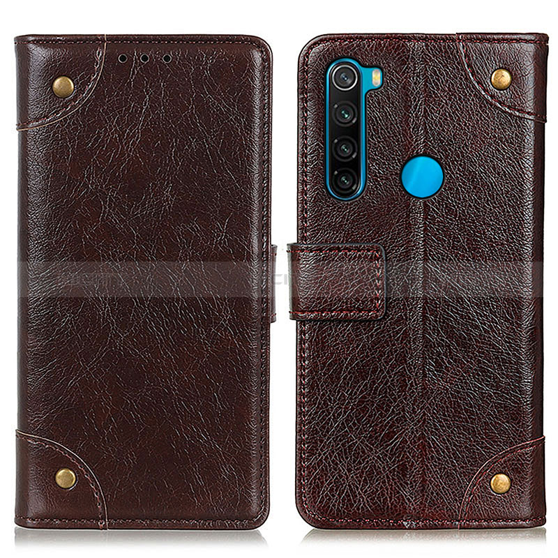 Custodia Portafoglio In Pelle Cover con Supporto K06Z per Xiaomi Redmi Note 8 (2021) Marrone