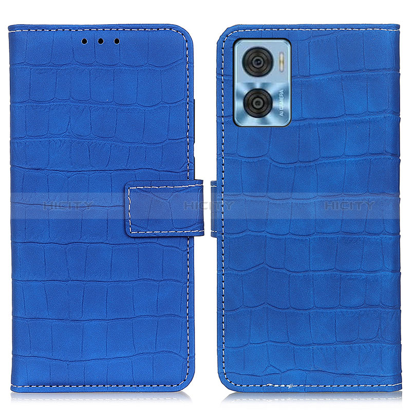 Custodia Portafoglio In Pelle Cover con Supporto K07Z per Motorola Moto E22i Blu