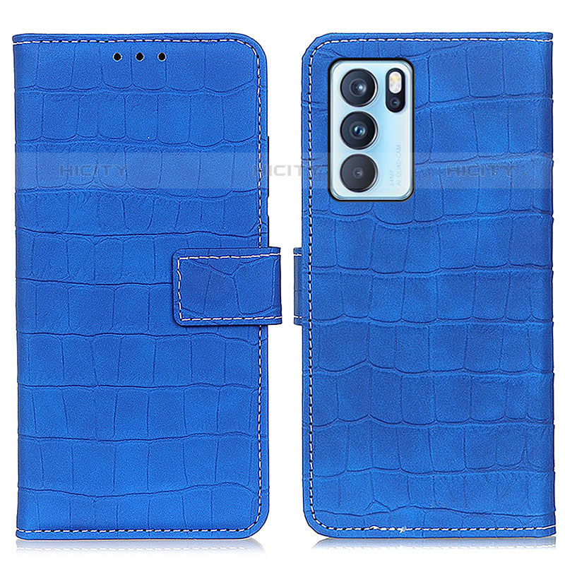 Custodia Portafoglio In Pelle Cover con Supporto K07Z per Oppo Reno6 Pro 5G India Blu