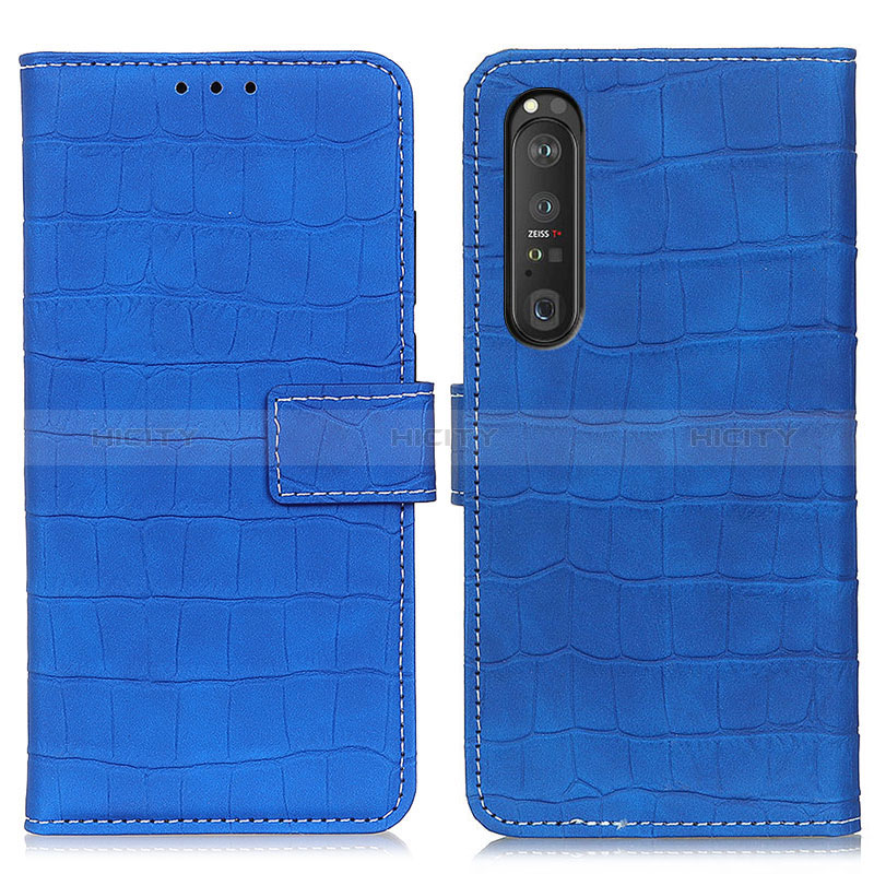 Custodia Portafoglio In Pelle Cover con Supporto K07Z per Sony Xperia 1 III Blu