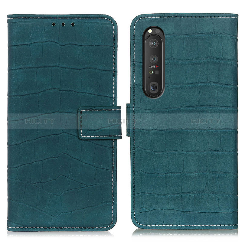 Custodia Portafoglio In Pelle Cover con Supporto K07Z per Sony Xperia 1 III Verde