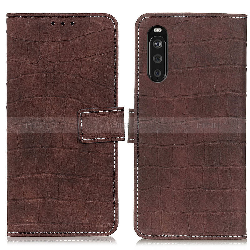 Custodia Portafoglio In Pelle Cover con Supporto K07Z per Sony Xperia 10 III Lite Marrone