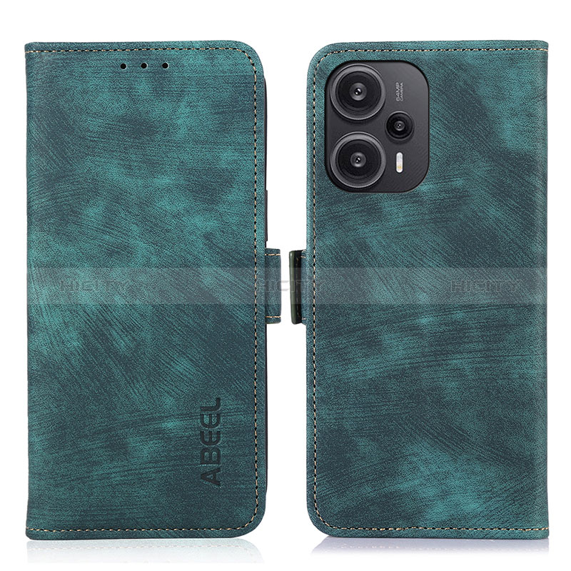 Custodia Portafoglio In Pelle Cover con Supporto K07Z per Xiaomi Poco F5 5G Verde