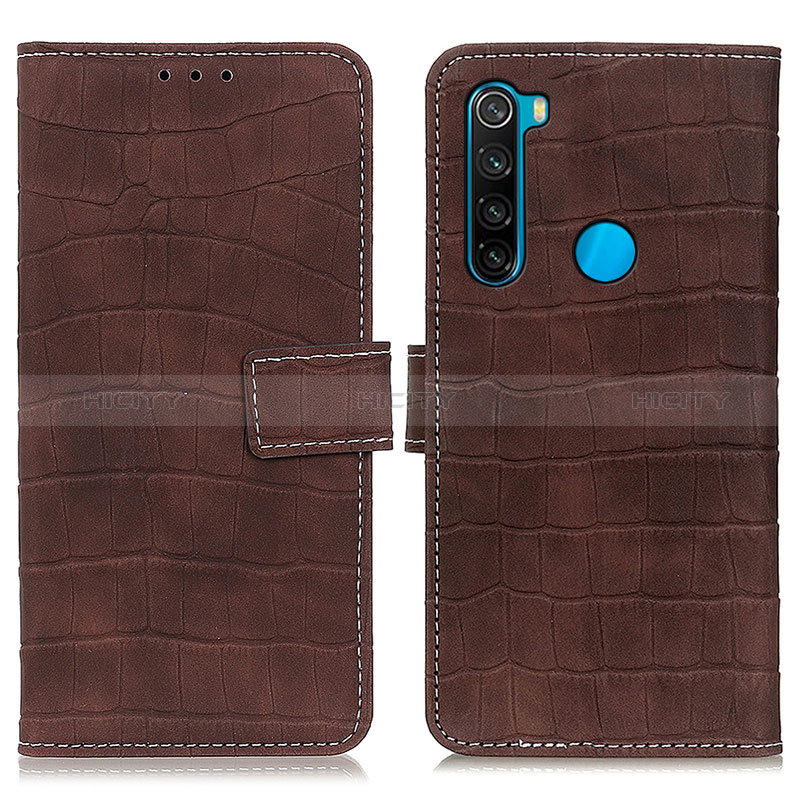 Custodia Portafoglio In Pelle Cover con Supporto K07Z per Xiaomi Redmi Note 8 (2021) Marrone