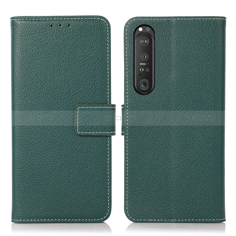 Custodia Portafoglio In Pelle Cover con Supporto K08Z per Sony Xperia 1 III Verde