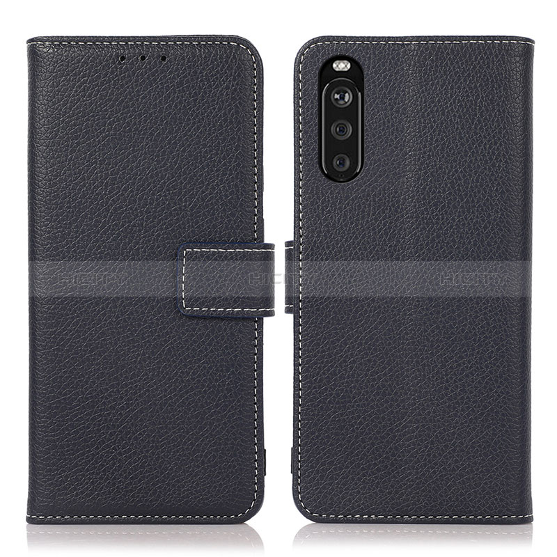 Custodia Portafoglio In Pelle Cover con Supporto K08Z per Sony Xperia 10 III Blu Notte