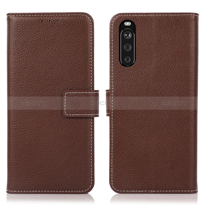 Custodia Portafoglio In Pelle Cover con Supporto K08Z per Sony Xperia 10 III Marrone