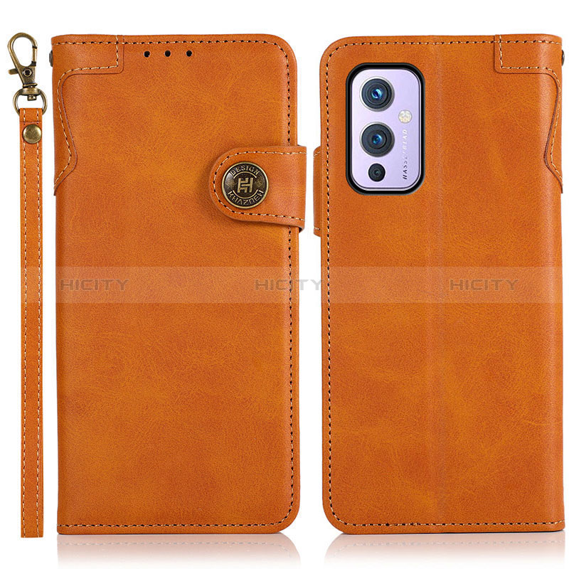 Custodia Portafoglio In Pelle Cover con Supporto K09Z per OnePlus 9 5G Marrone