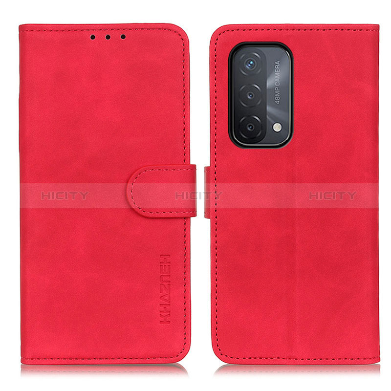 Custodia Portafoglio In Pelle Cover con Supporto K09Z per Oppo A54 5G Rosso