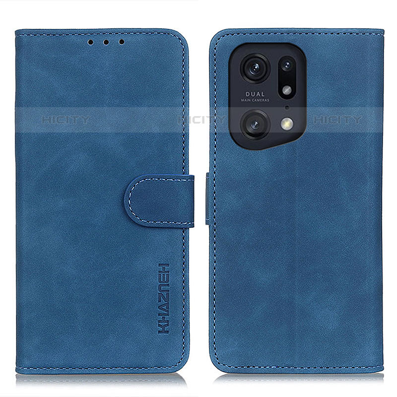 Custodia Portafoglio In Pelle Cover con Supporto K09Z per Oppo Find X5 Pro 5G Blu