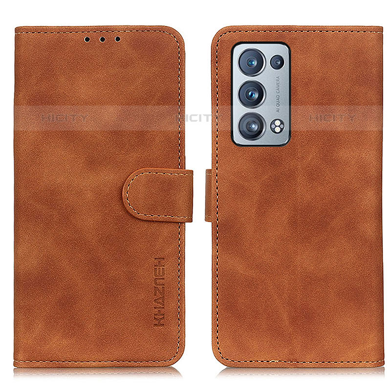 Custodia Portafoglio In Pelle Cover con Supporto K09Z per Oppo Reno6 Pro 5G Marrone