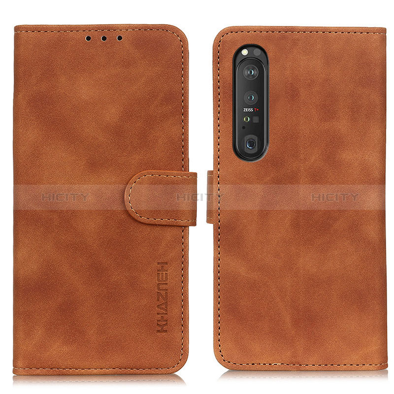 Custodia Portafoglio In Pelle Cover con Supporto K09Z per Sony Xperia 1 III Marrone