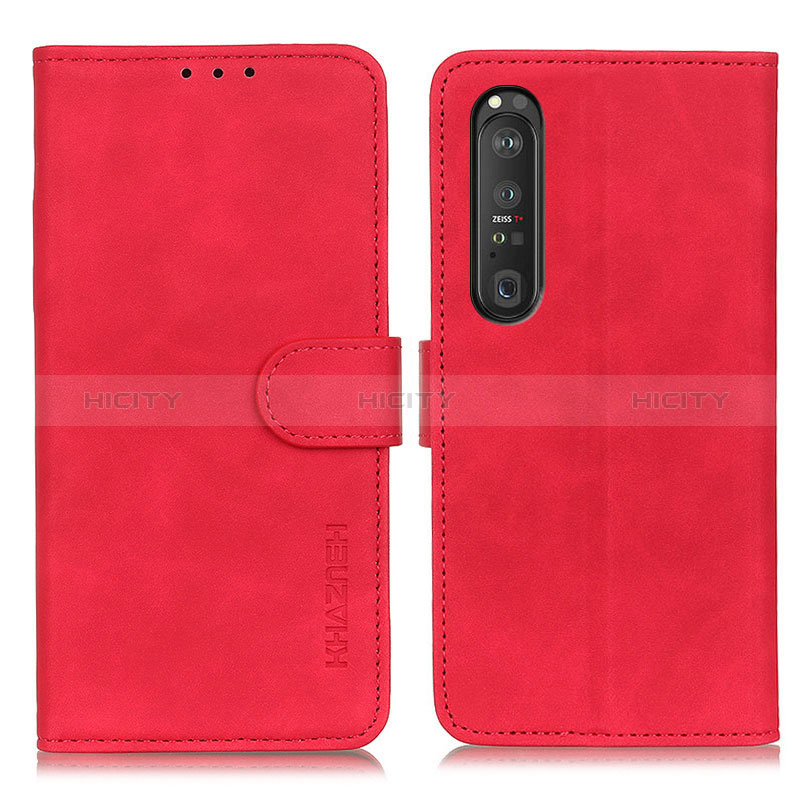 Custodia Portafoglio In Pelle Cover con Supporto K09Z per Sony Xperia 1 III Rosso