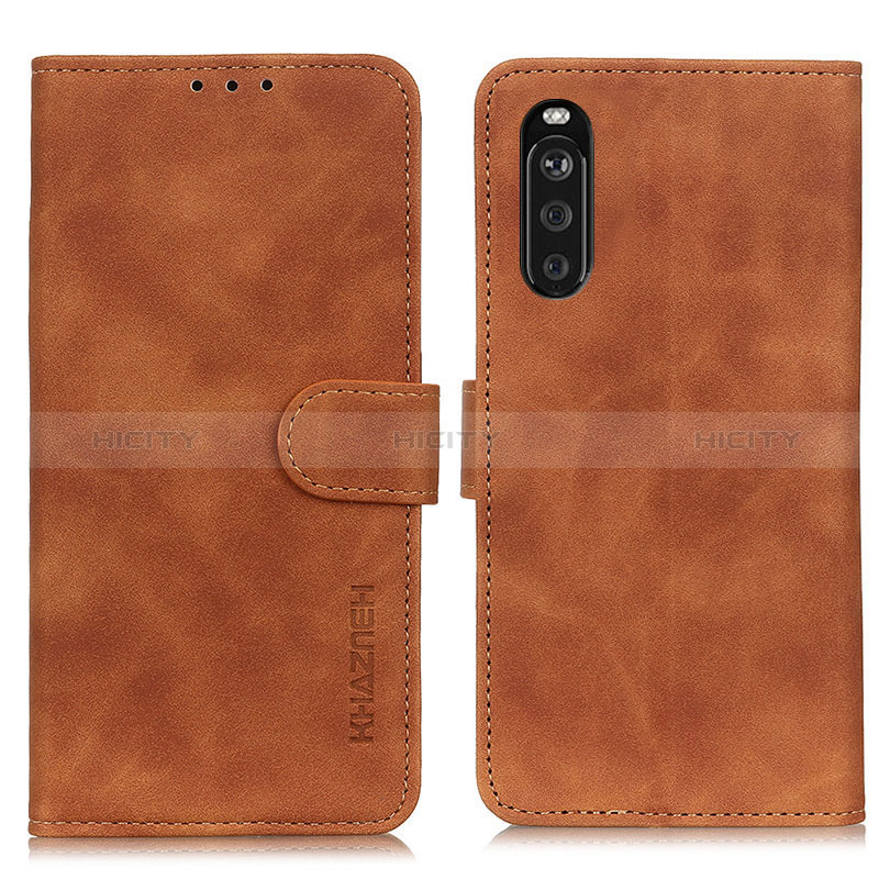 Custodia Portafoglio In Pelle Cover con Supporto K09Z per Sony Xperia 10 III Lite Marrone