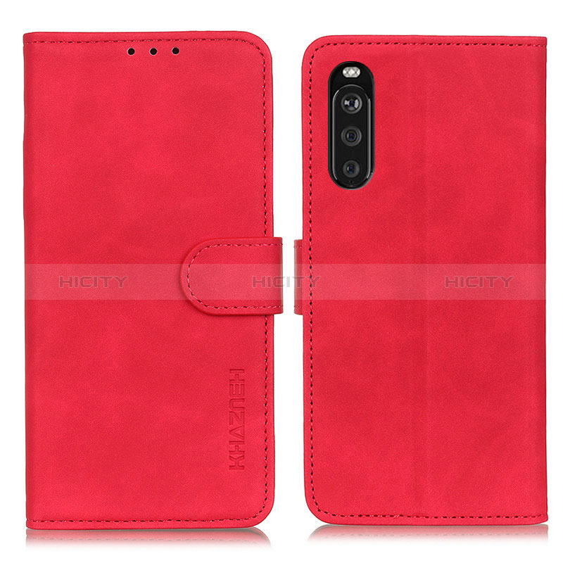 Custodia Portafoglio In Pelle Cover con Supporto K09Z per Sony Xperia 10 III Lite Rosso