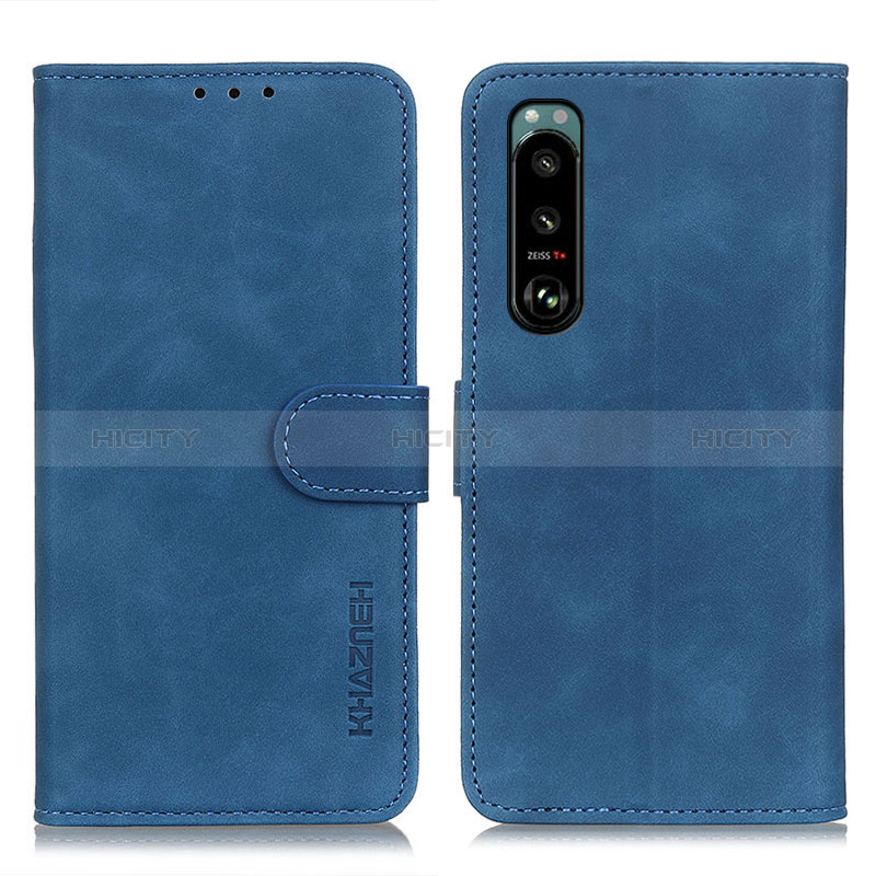 Custodia Portafoglio In Pelle Cover con Supporto K09Z per Sony Xperia 5 III Blu