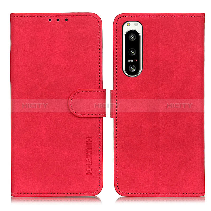 Custodia Portafoglio In Pelle Cover con Supporto K09Z per Sony Xperia 5 IV Rosso