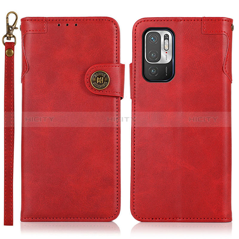 Custodia Portafoglio In Pelle Cover con Supporto K09Z per Xiaomi Redmi Note 10 5G Rosso