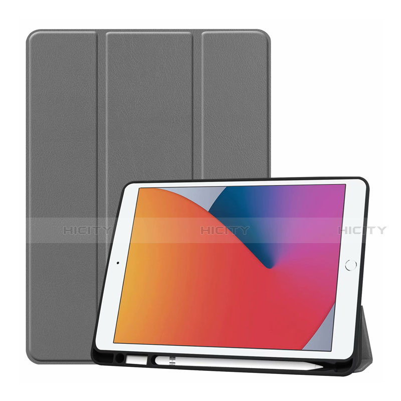 Custodia Portafoglio In Pelle Cover con Supporto L01 per Apple iPad 10.2 (2019) Grigio