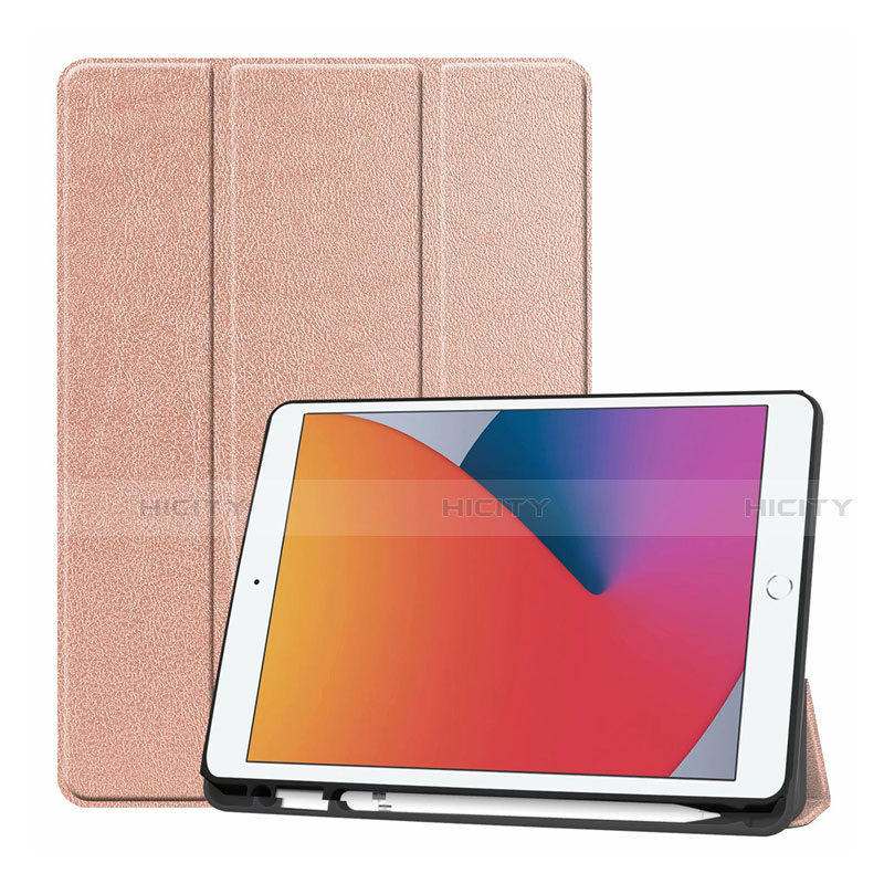 Custodia Portafoglio In Pelle Cover con Supporto L01 per Apple iPad 10.2 (2019) Oro Rosa