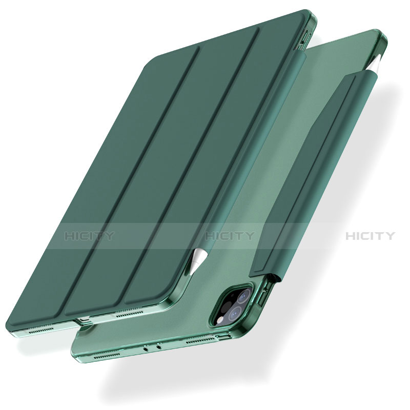 Custodia Portafoglio In Pelle Cover con Supporto L01 per Apple iPad Pro 12.9 (2022) Verde