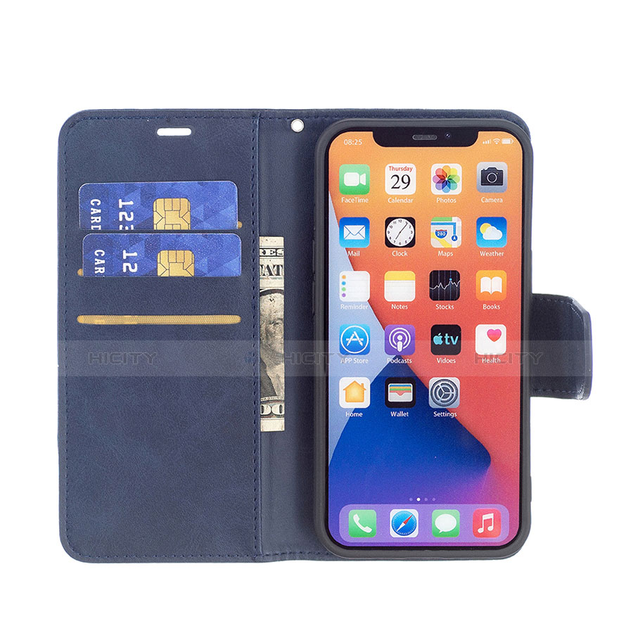 Custodia Portafoglio In Pelle Cover con Supporto L01 per Apple iPhone 13 Blu