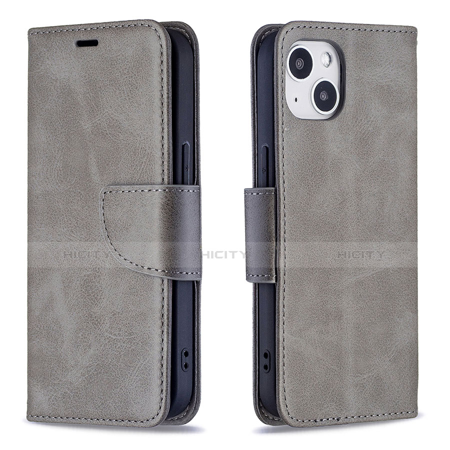 Custodia Portafoglio In Pelle Cover con Supporto L01 per Apple iPhone 13 Grigio