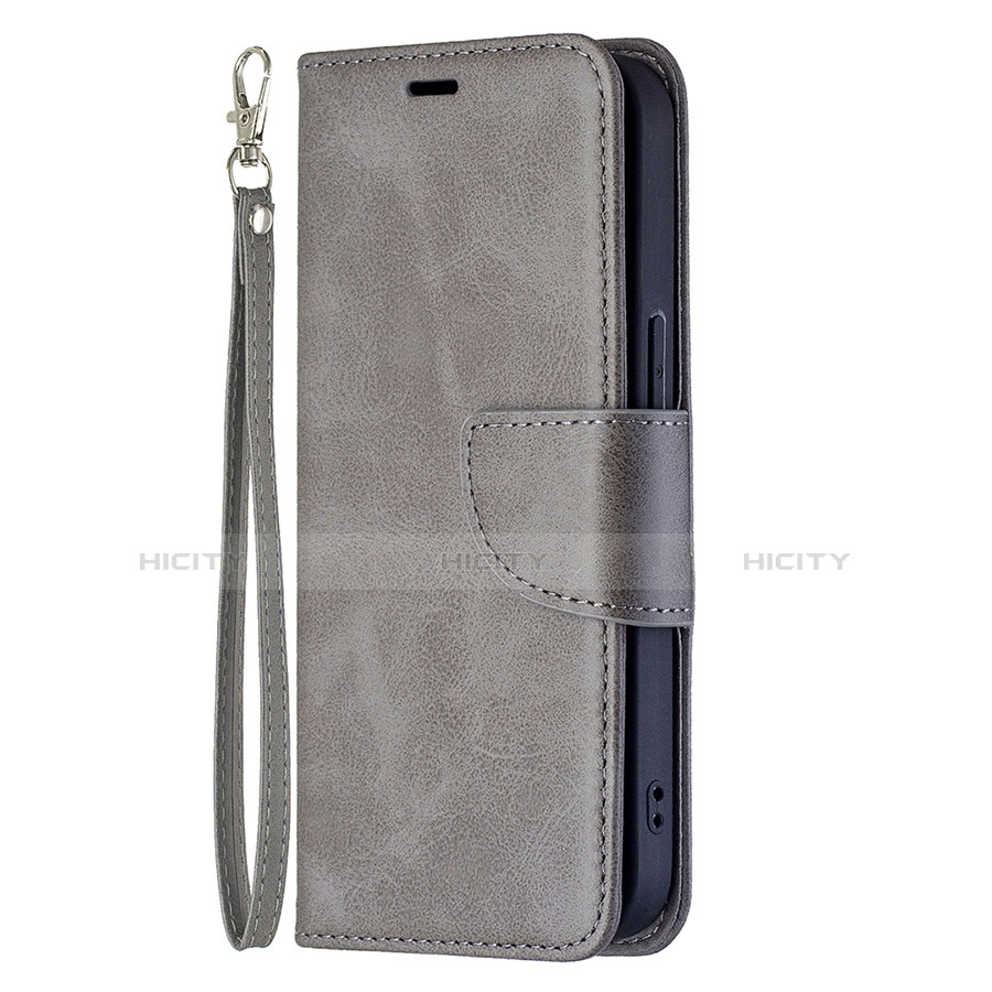 Custodia Portafoglio In Pelle Cover con Supporto L01 per Apple iPhone 13 Grigio