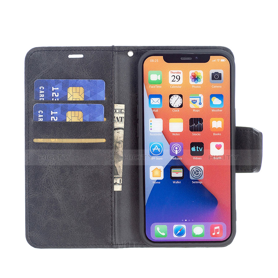 Custodia Portafoglio In Pelle Cover con Supporto L01 per Apple iPhone 13 Mini Nero