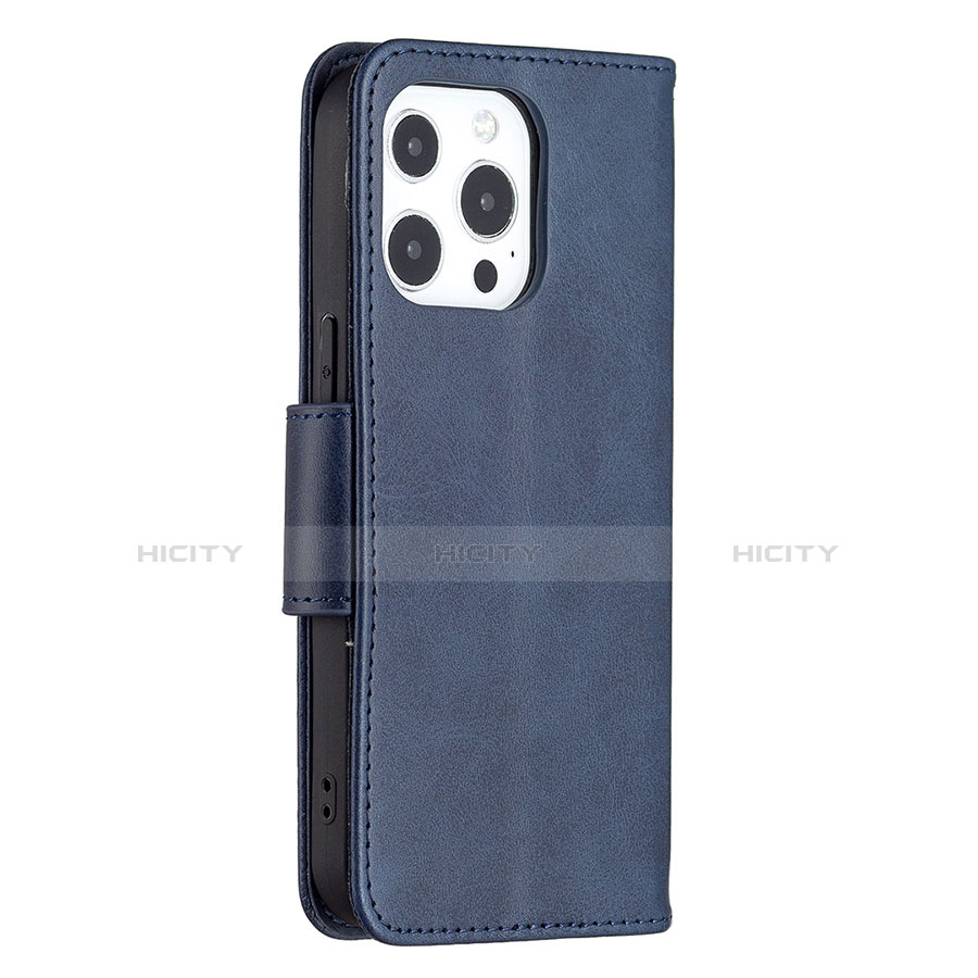 Custodia Portafoglio In Pelle Cover con Supporto L01 per Apple iPhone 13 Pro Blu