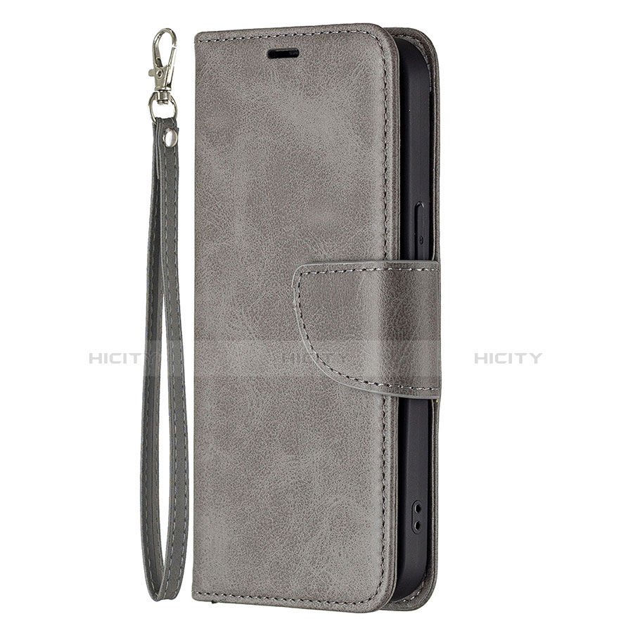 Custodia Portafoglio In Pelle Cover con Supporto L01 per Apple iPhone 13 Pro Grigio Scuro