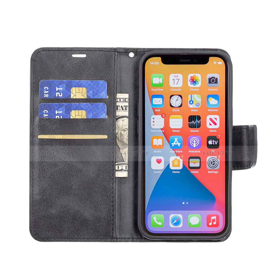 Custodia Portafoglio In Pelle Cover con Supporto L01 per Apple iPhone 13 Pro Nero