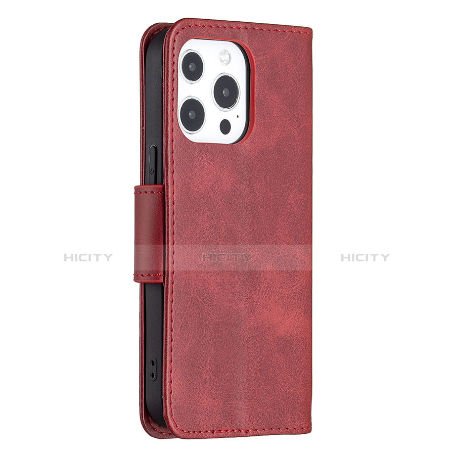 Custodia Portafoglio In Pelle Cover con Supporto L01 per Apple iPhone 13 Pro Rosso