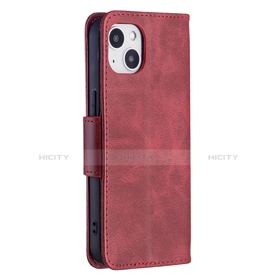 Custodia Portafoglio In Pelle Cover con Supporto L01 per Apple iPhone 13 Rosso