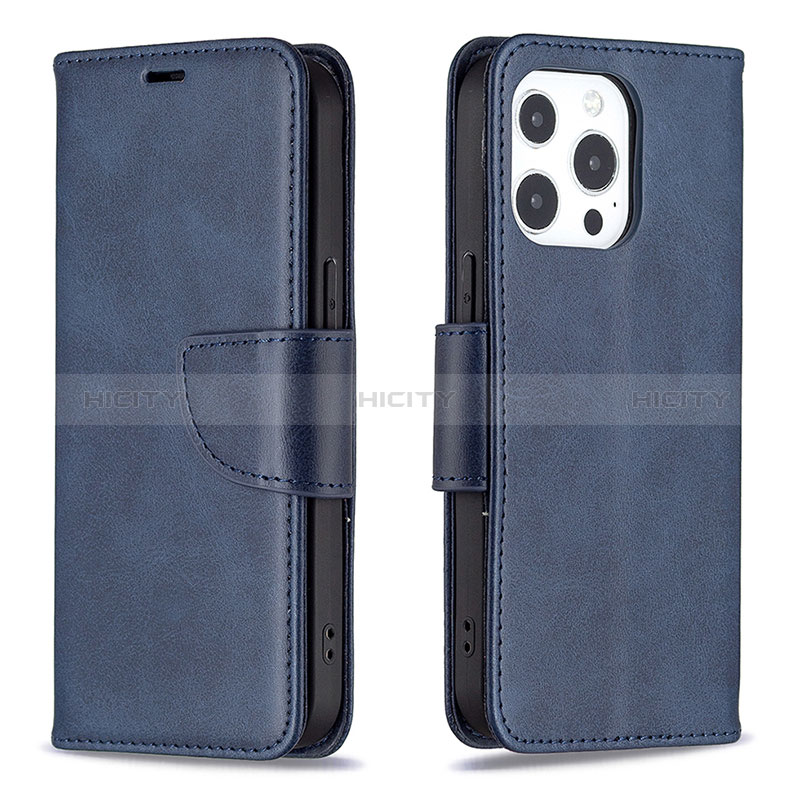 Custodia Portafoglio In Pelle Cover con Supporto L01 per Apple iPhone 14 Pro Blu