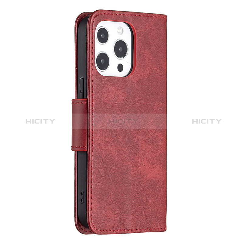 Custodia Portafoglio In Pelle Cover con Supporto L01 per Apple iPhone 14 Pro Rosso