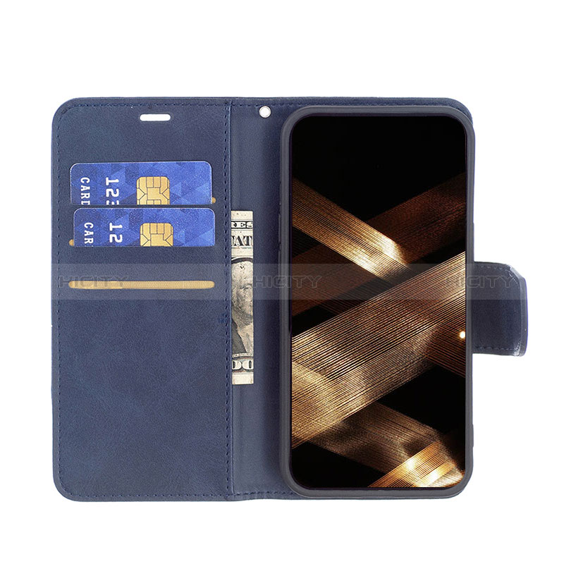 Custodia Portafoglio In Pelle Cover con Supporto L01 per Apple iPhone 15 Blu