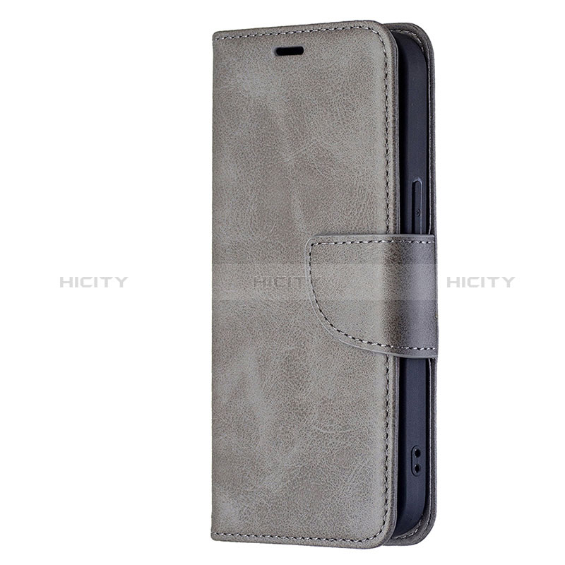 Custodia Portafoglio In Pelle Cover con Supporto L01 per Apple iPhone 15 Grigio