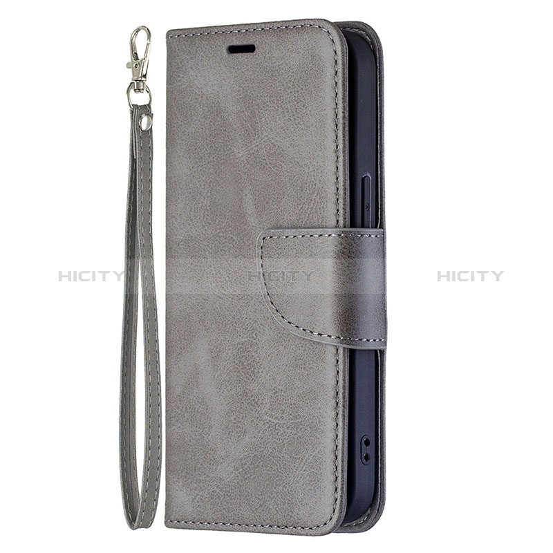 Custodia Portafoglio In Pelle Cover con Supporto L01 per Apple iPhone 15 Plus Grigio