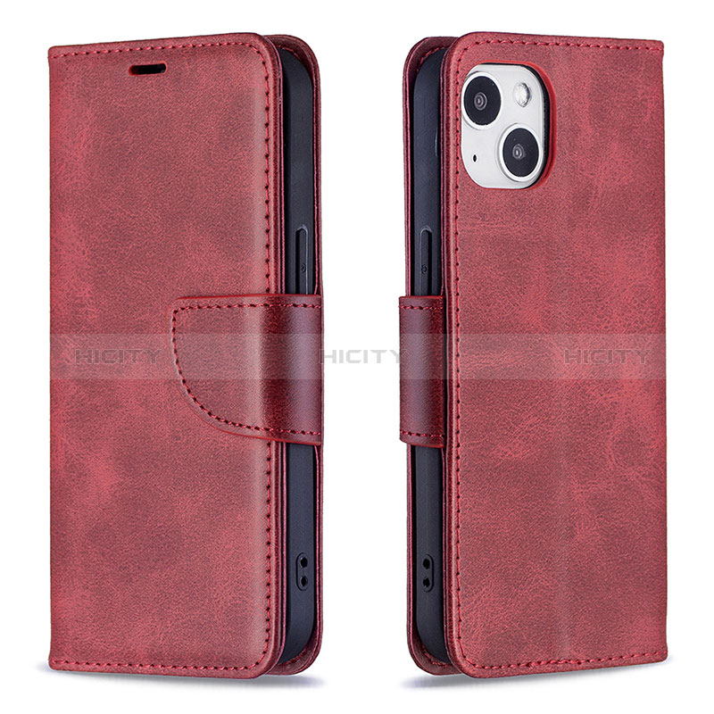 Custodia Portafoglio In Pelle Cover con Supporto L01 per Apple iPhone 15 Plus Rosso